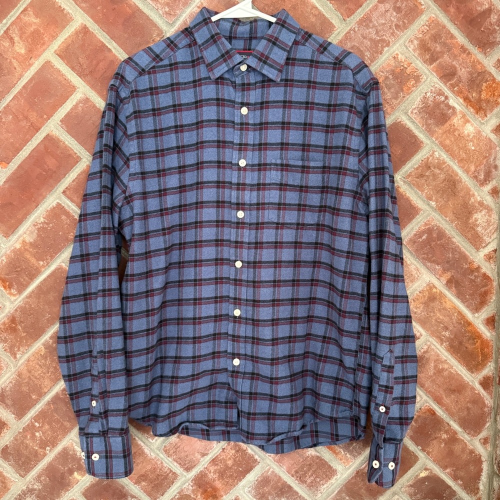 UNTUCKit Button Down Mens L Blue Scavino Plaid Flannel Regular Fit 41002